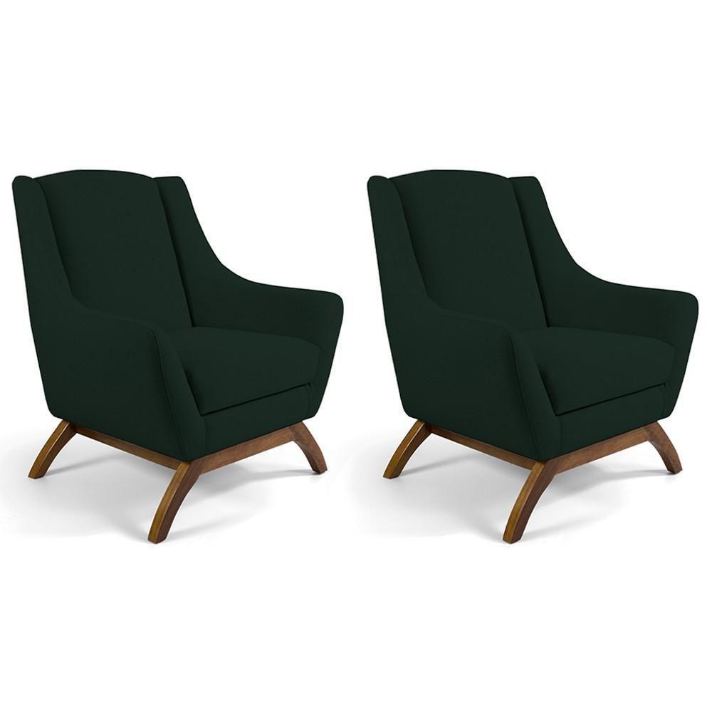 Kit 02 Poltronas Fixa Juliet D02 Linho Verde C-117 - 1