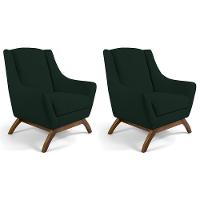 Kit 02 Poltronas Fixa Juliet D02 Linho Verde C-117 - 1