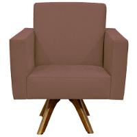 Kit 02 Poltronas Giratória Base De Madeira Suede Rosê - 2