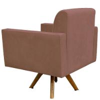 Kit 02 Poltronas Giratória Base De Madeira Suede Rosê