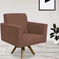 Kit 02 Poltronas Giratória Base De Madeira Suede Rosê - 8