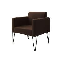 Poltrona Ideal Para Recepção Turim Pés Hairpin Preto Tecido Suede Marrom - Cor: Marrom - 3