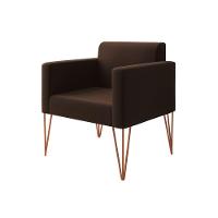 Poltrona Ideal Para Recepção Turim Pés Hairpin Cobre Tecido Suede Marrom - Cor: Marrom - 3