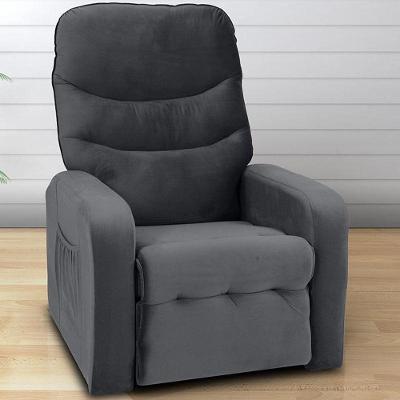 Poltrona Reclinável Punto Em Veludo Cinza Cinza