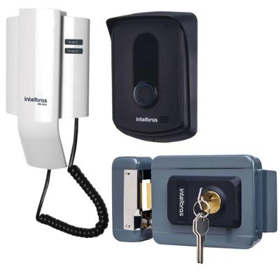 Kit 1 Porteiro Interfone Ipr8010 + 1 Fechadura Fx1500 Cinza Intelbras Ipr 8010 Fx 1500