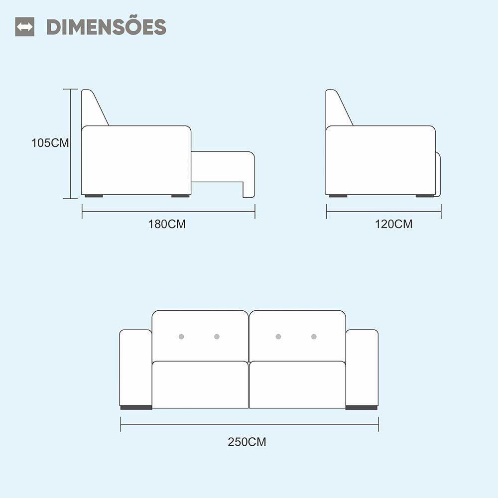 Sofá 4 Lugares Retrátil E Reclinável Bruna 2.50m Suede Móveis Mix Cinza Claro - 5