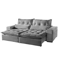 Sofá 5 Lugares Máximo Retrátil E Reclinável 2,90M Suede Cinza Claro Cinza Claro - 1