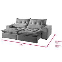 Sofá 5 Lugares Máximo Retrátil E Reclinável 2,90M Suede Cinza Claro Cinza Claro - 5