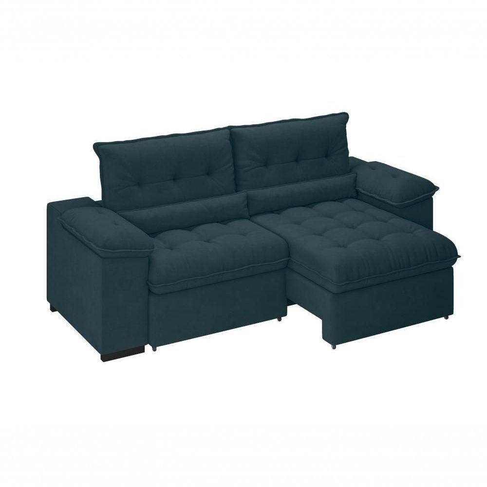 Sofá Arezzo Retrátil/reclinável 4 Lugares Suede Petróleo 2,15m - Xflex Sofás - 1