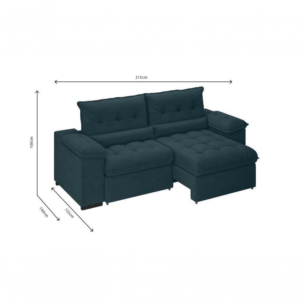 Sofá Arezzo Retrátil/reclinável 4 Lugares Suede Petróleo 2,15m - Xflex Sofás - 3