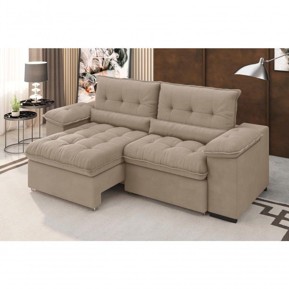 Sofá Arezzo Retrátil/reclinável 4 Lugares Suede Cappucino 2,15m - Xflex Sofás - 2