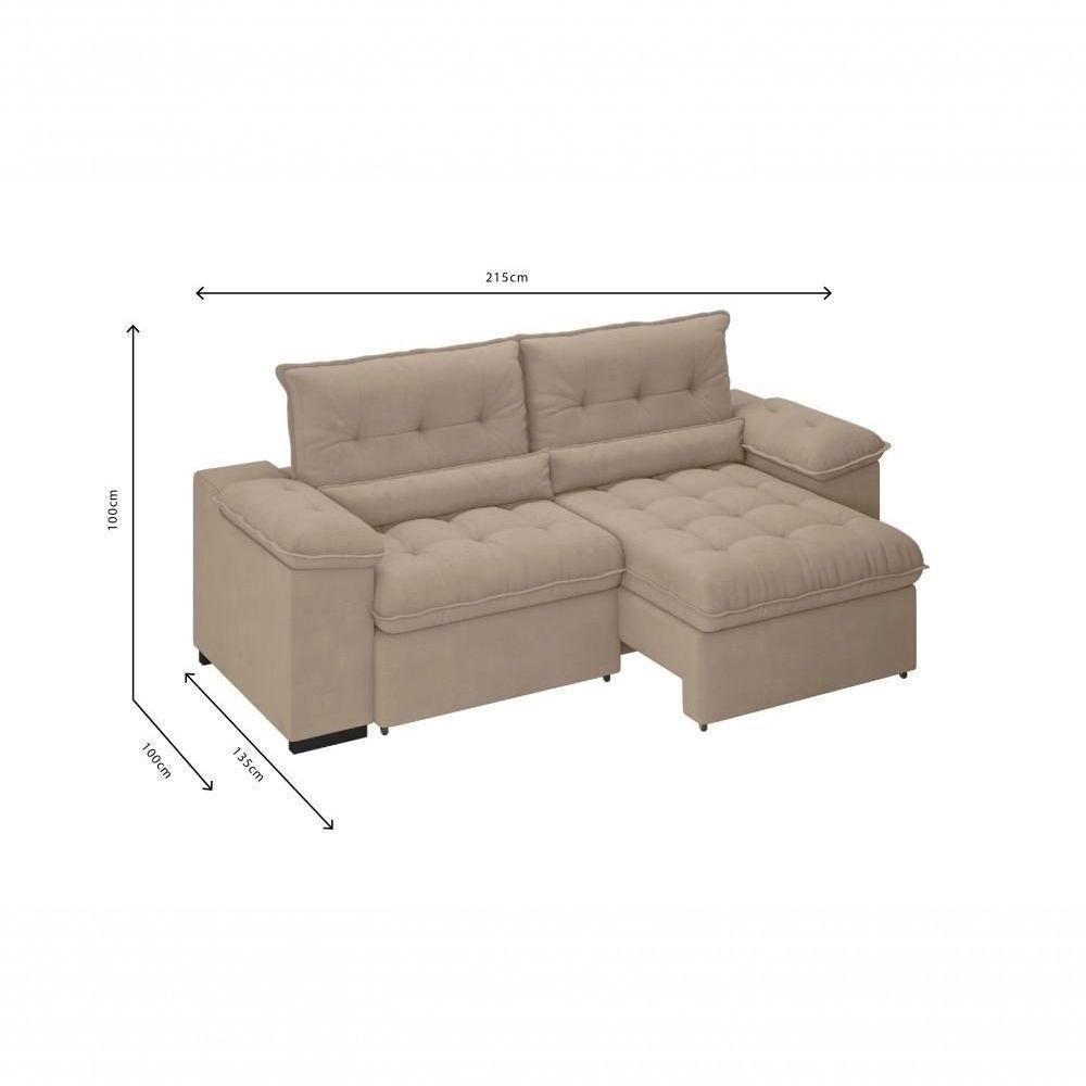 Sofá Arezzo Retrátil/reclinável 4 Lugares Suede Cappucino 2,15m - Xflex Sofás - 4