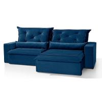 Sofá 6 Lugares Florianópolis Retrátil e Reclinável Com Molas e Espuma Soft Azul - 1