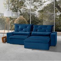 Sofá 6 Lugares Florianópolis Retrátil e Reclinável Com Molas e Espuma Soft Azul - 2