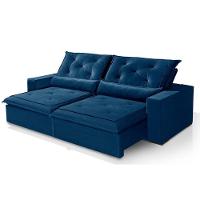 Sofá 6 Lugares Florianópolis Retrátil e Reclinável Com Molas e Espuma Soft Azul - 4