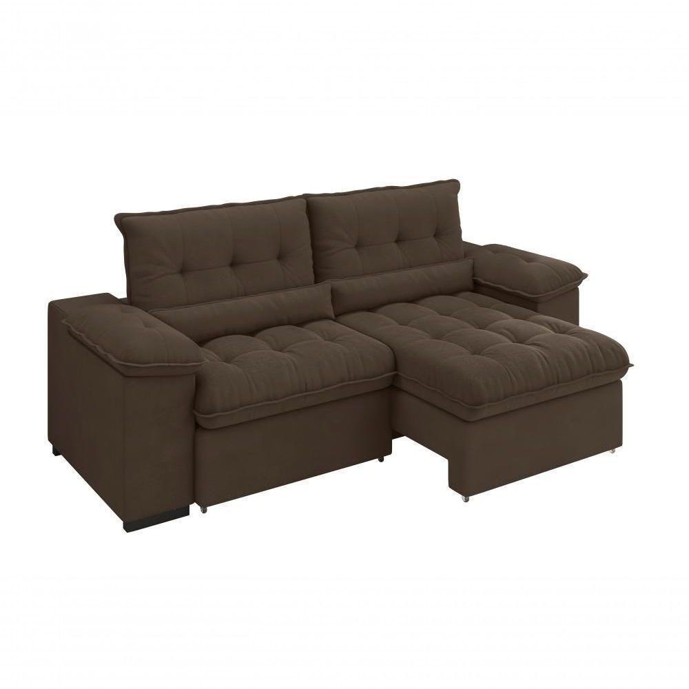 Sofá Arezzo Retrátil/reclinável 4lugares Suede Marrom 2,15m - Xflex - 1