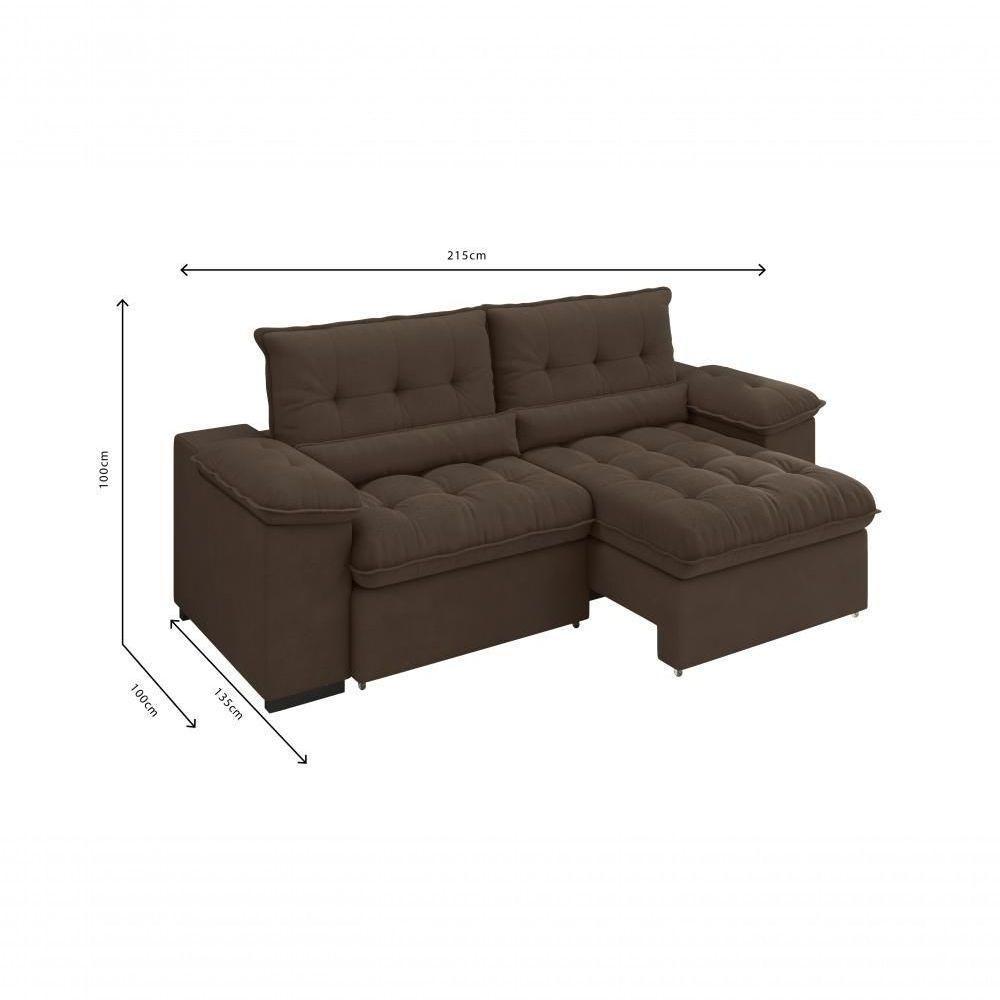 Sofá Arezzo Retrátil/reclinável 4lugares Suede Marrom 2,15m - Xflex - 4