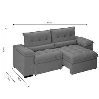 Sofá Arezzo Retrátil/reclinável 4 Lugares Suede Cinza 2,15m - Xflex Sofás - 7