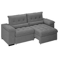 Sofá Arezzo Retrátil/reclinável 4 Lugares Suede Cinza 2,15m - Xflex Sofás - 2