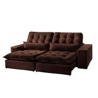 Sofá 5 Lugares Retrátil E Reclinável Bruna 2.90m Veludo Móveis Mix Marrom - 2