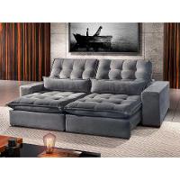 Sofá 5 Lugares Retrátil E Reclinável Bruna 2.90m Suede Móveis Mix Cinza Claro - 2