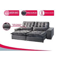 Sofá 5 Lugares Retrátil E Reclinável Bruna 2.90m Suede Móveis Mix Cinza Claro - 3