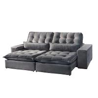 Sofá Bruna 3 Lugares Retrátil E Reclinável 2.30m Suede Móveis Mix Cinza Claro - 1