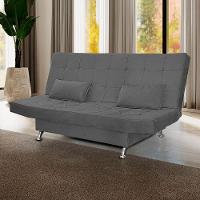 Sofá Cama Casal 3 Lugares Com Almofadas Melina Suede Cinza - 6
