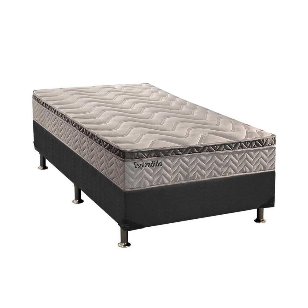 Cama Box Solteiro: Colchão Molas MasterPocket Ensacadas Paropas   Esplêndido + Base CRC Suede Gray(88x188) - 1