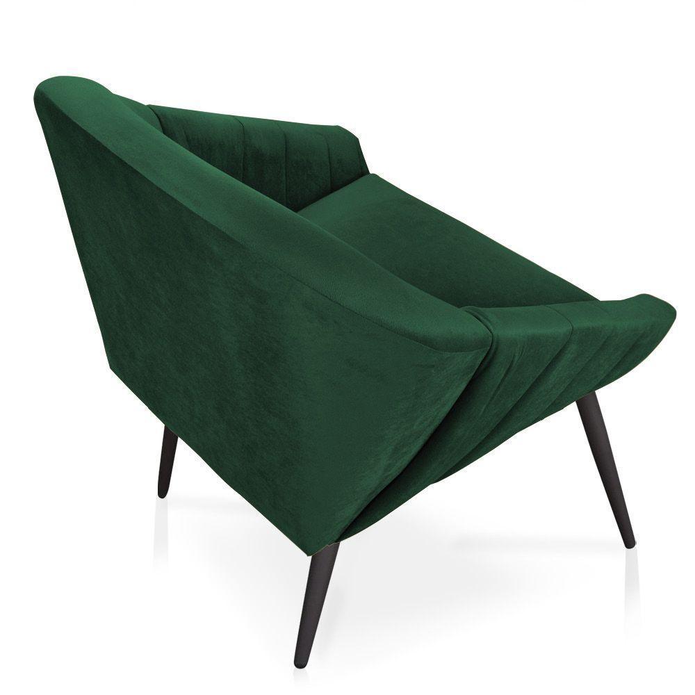 Kit 02 Poltronas Giovana Veludo Pés Palito De Ferro Verde Esmeralda - 4