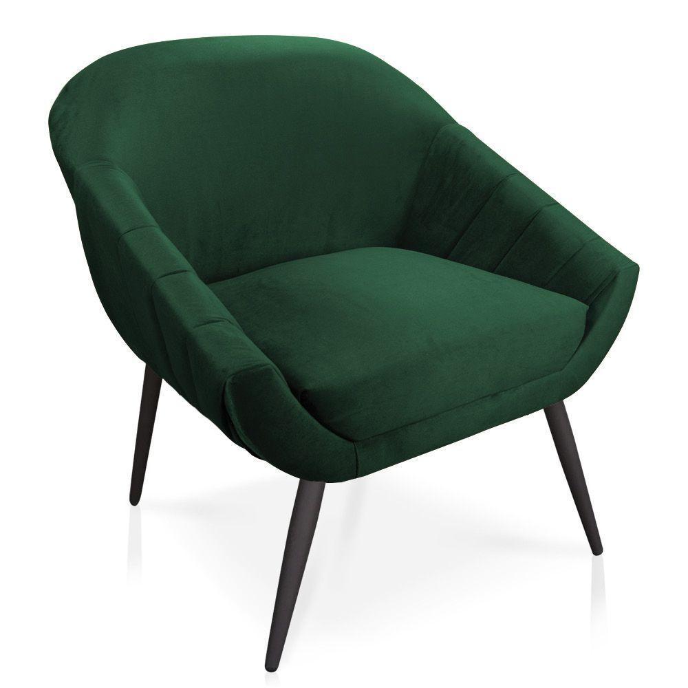 Kit 02 Poltronas Giovana Veludo Pés Palito De Ferro Verde Esmeralda - 7
