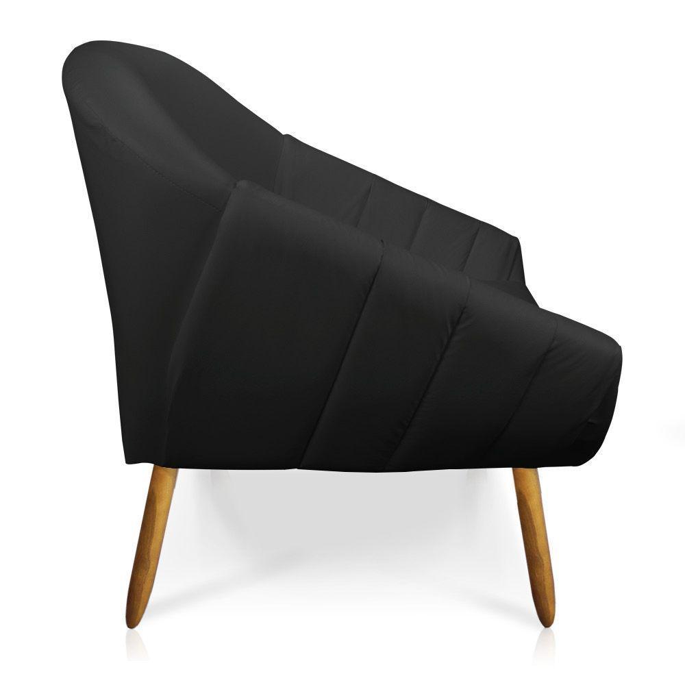 Kit 01 Namoradeira 02 Lugares E 01 Poltrona Giovana Corino Preto Pés Palito Castanho - 4