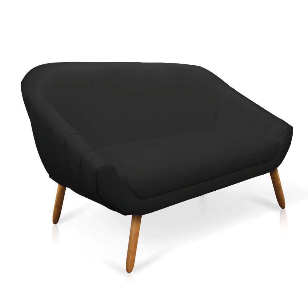 Kit 01 Namoradeira 02 Lugares E 01 Poltrona Giovana Corino Preto Pés Palito Castanho - 6