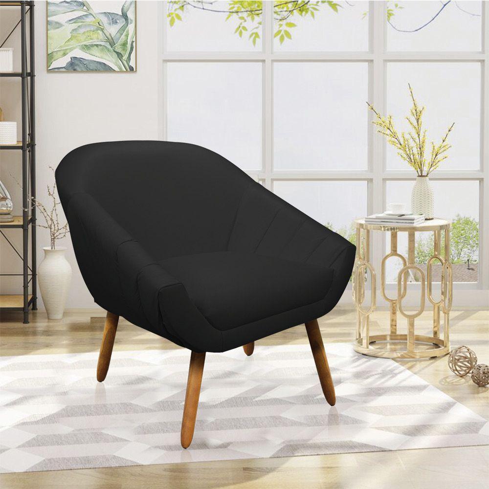 Kit 01 Namoradeira 02 Lugares E 01 Poltrona Giovana Corino Preto Pés Palito Castanho - 7