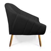 Kit 01 Namoradeira 02 Lugares E 01 Poltrona Giovana Corino Preto Pés Palito Castanho