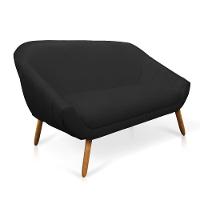 Kit 01 Namoradeira 02 Lugares E 01 Poltrona Giovana Corino Preto Pés Palito Castanho - 6