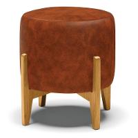 Kit 01 Poltrona E 01 Puff Base Madeira Castanho Nozes - 6