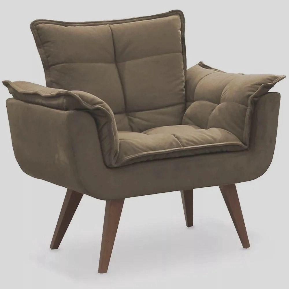 Kit 2 Poltronas Opalas Com Puff Redondo Suede Cappucino - 6