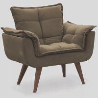 Kit 2 Poltronas Opalas Com Puff Redondo Suede Cappucino - 8