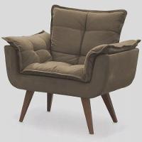 Kit 2 Poltronas Opalas Com Puff Redondo Suede Cappucino - 10