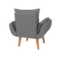 Kit 2 Poltronas Opalas Com Puff Redondo Linho Chumbo - 5