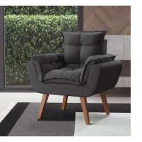 Kit 2 Poltronas Opalas Com Puff Redondo Linho Chumbo - 9