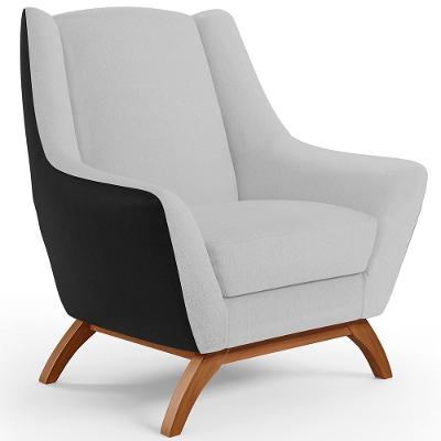Poltrona Decorativa Juliet D02 Corino Linho Preto Cinza Marrom Lyam Decor