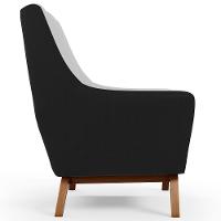 Poltrona Base Em Madeira Corano Preto C-05 Linho Cinza D-315 - 3