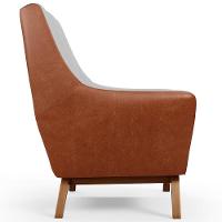 Poltrona Base Em Madeira Camel B-14 Linho Cinza D-315 - 5