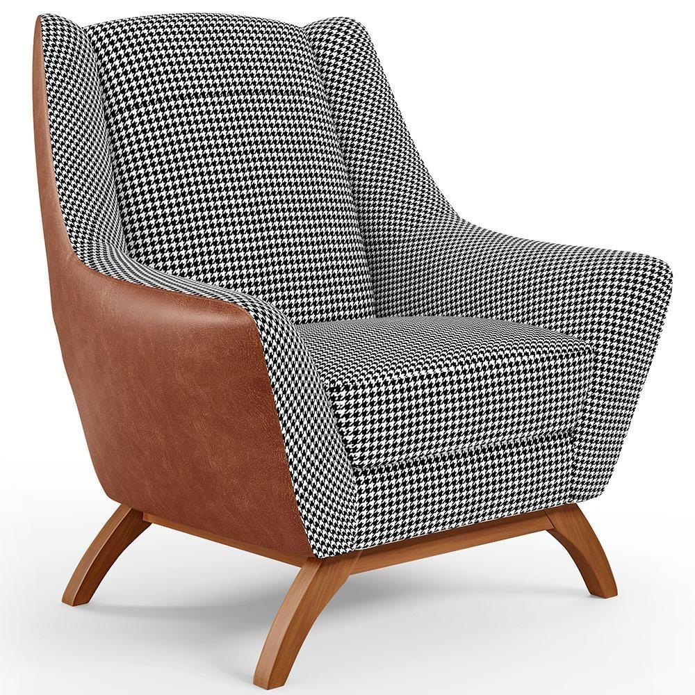 Poltrona Base Em Madeira Camel B-14 Pied Poule - 1