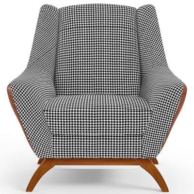 Poltrona Decorativa Juliet D02 Couríssimo Suede Marrom Preto Lyam Decor