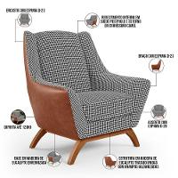 Poltrona Base Em Madeira Camel B-14 Pied Poule - 5