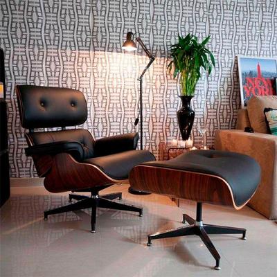 Poltrona Charles Eames Com Puff  Preto Cor Preto