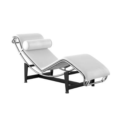 Chaise Lc-4 Cromada Em Couro Natural Branco Cor Branco